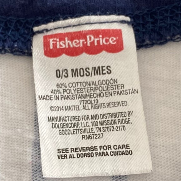 LITTLE TREASURE Onesie and FISHER PRICE  2 Piece Baseball Outfits Size: 0-6 mth - Picture 9 of 9